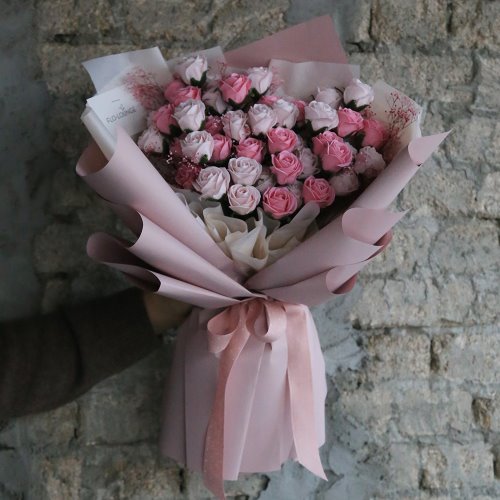 비누꽃 핑크 자나장미 50송이 꽃다발, 예쁜꽃다발, 꽃배달서비스